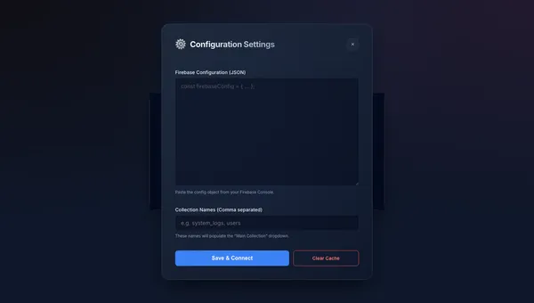 Firestore Admin dashboard interface